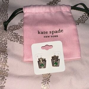 Kate Spade French Fries 🍟 Gold Earrings with Green and Gold Accents